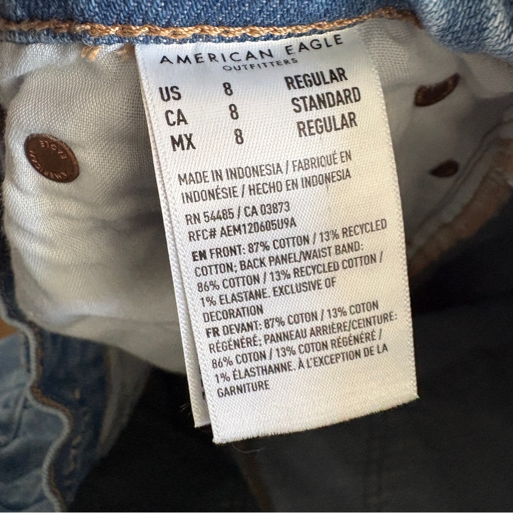 American Eagle Stovepipe Jeans Womens 8 Blue Medium Wash High Rise Straight - Picture 9 of 9